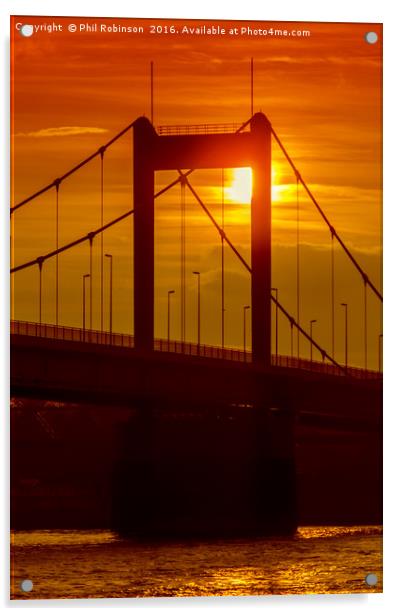 sunset over the Friedriche-Ebert-Brücke. Acrylic by Phil Robinson