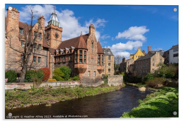 Well Court, Dean Village, Edinburgh, Scotland, UK Acrylic by Heather Athey