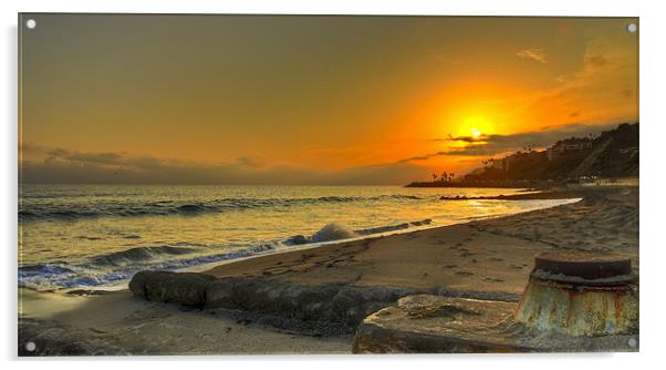 Los Angeles - Malibu Sunset Acrylic by Oliver Walton