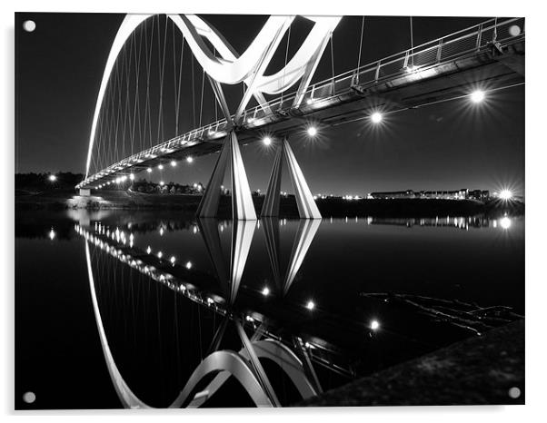 Bridge at Tees Barrage b & w Acrylic by andrew pearson