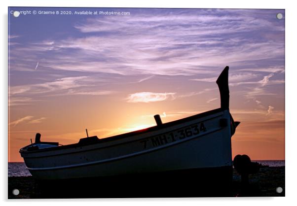 Sunset Boat Acrylic by Graeme B