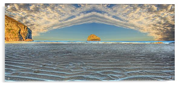 Trebarwith Strand Panorama Acrylic by Dave Bell