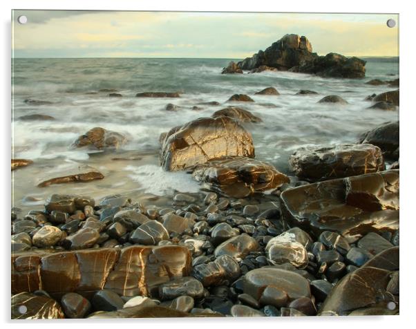 Rocky Shoreline Acrylic by Dave Bell