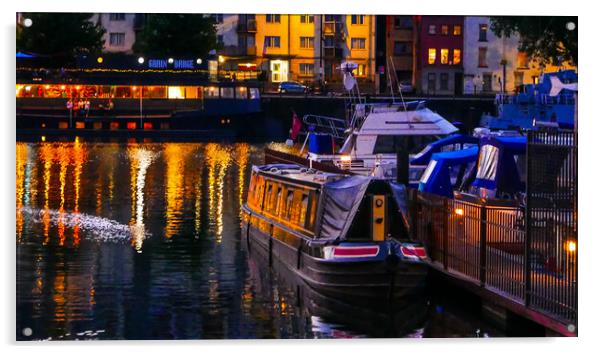 Bristol Waterside Night life Acrylic by Dave Bell