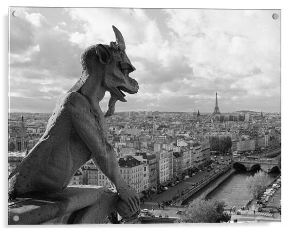 Paris - Notre Dame Gargoyle Acrylic by Catherine Kiely