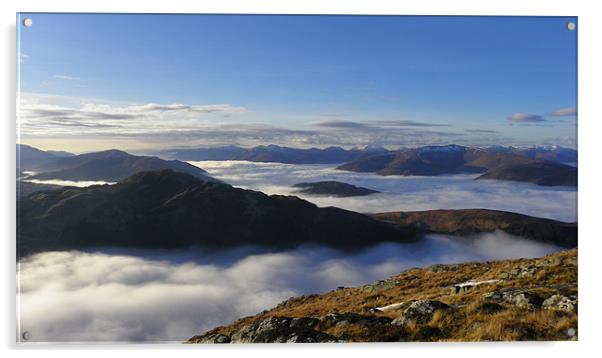 Ben Nevis in Sea of Clouds Acrylic by Oliver Gibson