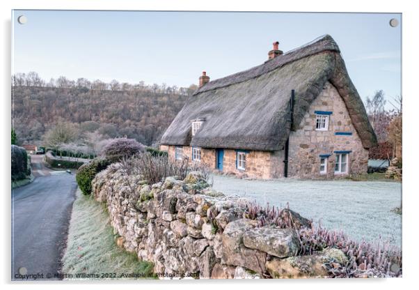 Frosty thatched cottage at Rievaulx village, North Yorkshire Acrylic by Martin Williams