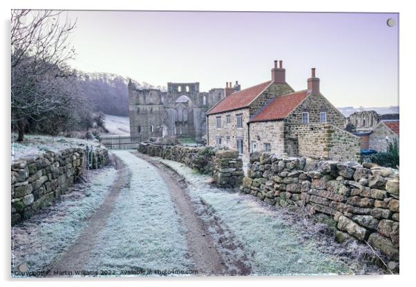 Village of Rievaulx; in frost with Rievaulx Abbey Acrylic by Martin Williams
