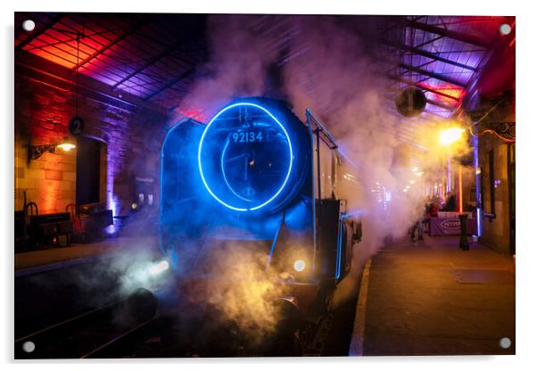 Illuminated train on the North York Moors Railway in Pickering s Acrylic by Martin Williams