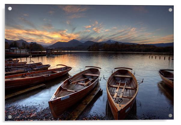 Derwent Water Rowing Boats Acrylic by Martin Williams