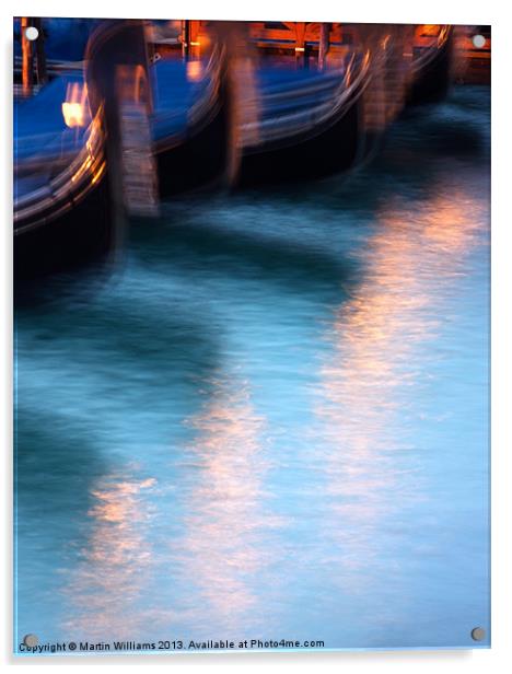 Venice Gondola Reflections Acrylic by Martin Williams