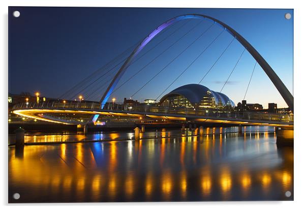 Gateshead Millenium Bridge at Night Acrylic by Martin Williams