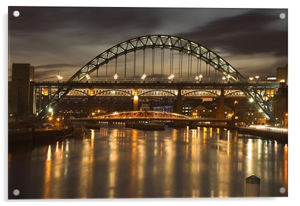 Dusk over the Tyne Acrylic by Martin Williams