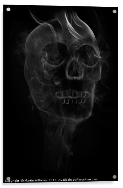 Smoking Skull Acrylic by Martin Williams