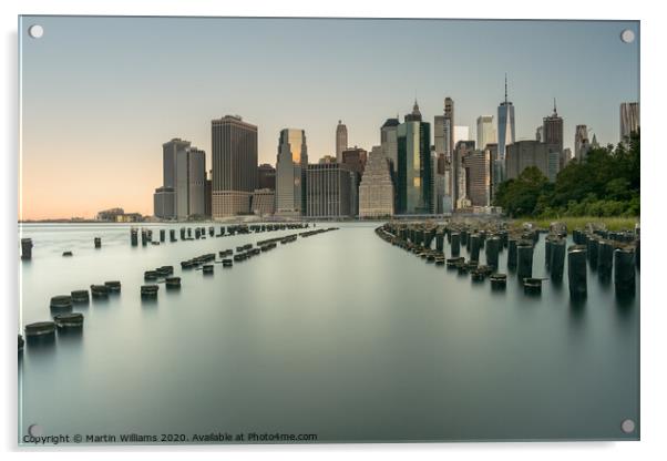 New York skyline viewed from Old Pier 1 Brooklyn Acrylic by Martin Williams
