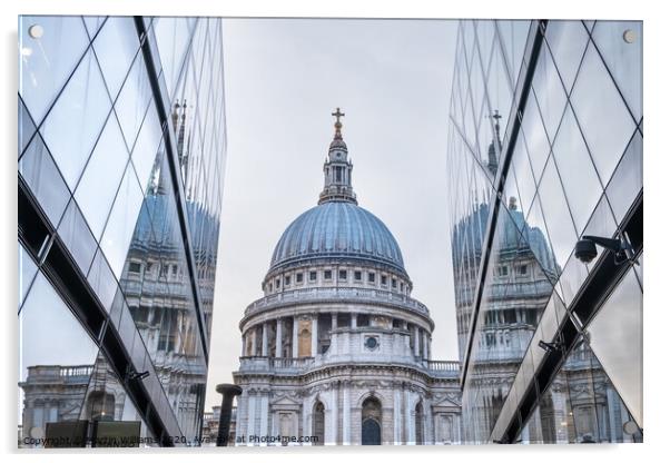 Reflections of St Paul's Cathederal viewed from On Acrylic by Martin Williams
