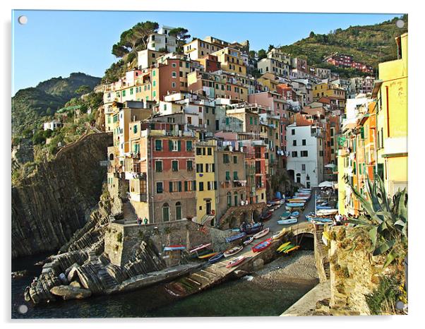 Italy_Liguria_Cinque_Terre_Riomaggiore Acrylic by Donatella Piccone