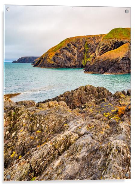 Ceibwr Coast Acrylic by Mark Llewellyn