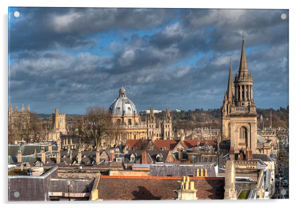 Oxford Skyline, England, UK Acrylic by Mark Llewellyn