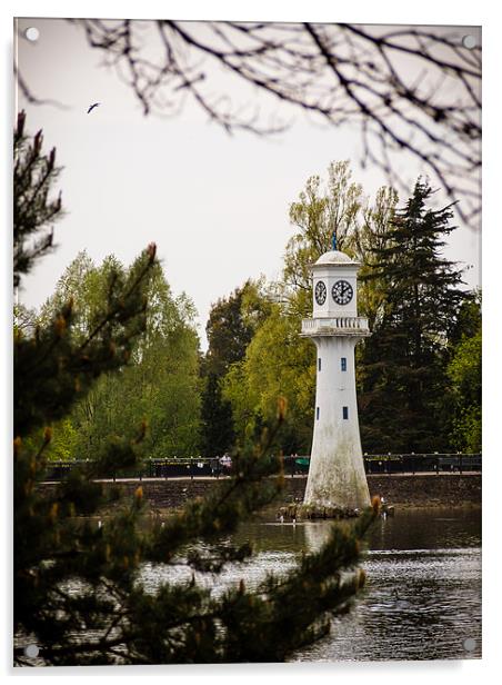 Roath Park Lighthouse, Cardiff, Wales, UK Acrylic by Mark Llewellyn