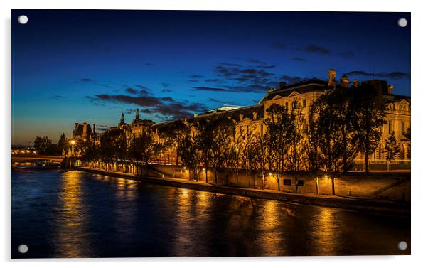 River Seine Sunset, Paris, France Acrylic by Mark Llewellyn
