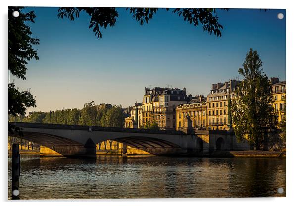 River Seine Sunrise, Paris, France Acrylic by Mark Llewellyn