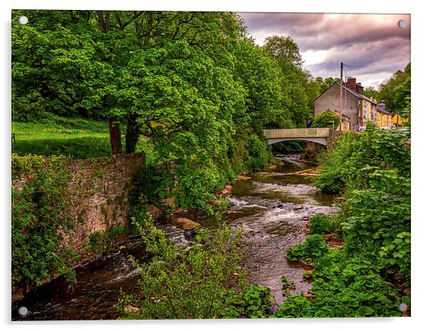 River Usk in Brecon, Wales, UK Acrylic by Mark Llewellyn