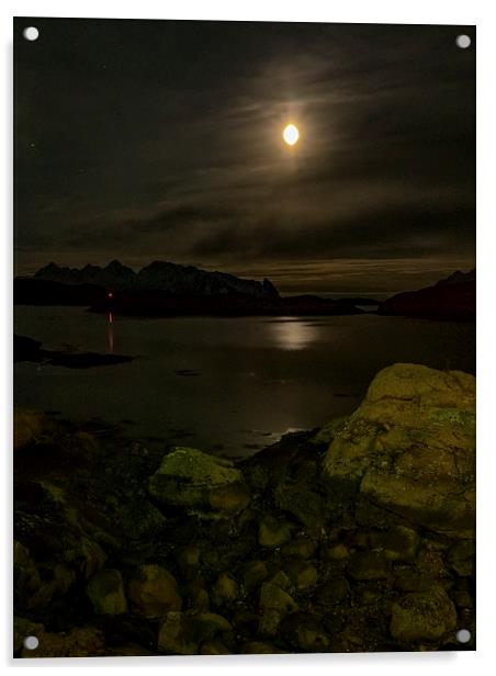 Svolvaer Bay by Night, Norway Acrylic by Mark Llewellyn