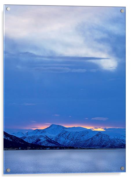Arctic Sundown, Lofoten, Norway Acrylic by Mark Llewellyn