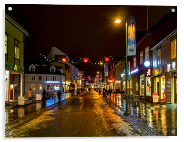 Christmas Shopping, Tromso, Norway Acrylic by Mark Llewellyn