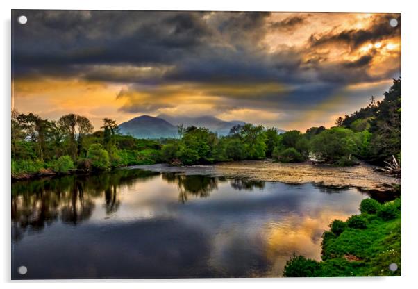 River Laune Sunset, Killarney, Ireland Acrylic by Mark Llewellyn