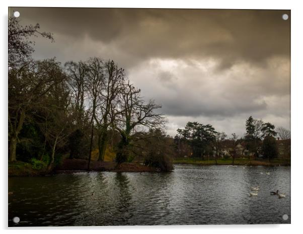 Roath Park Storm Clouds, Cardiff, Wales, UK Acrylic by Mark Llewellyn