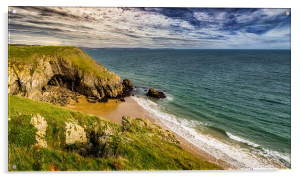 Barafundle Bay, Pembrokeshire, Wales, UK Acrylic by Mark Llewellyn
