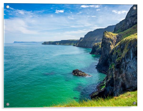 County Antrim Cliffs, Northern Ireland Acrylic by Mark Llewellyn