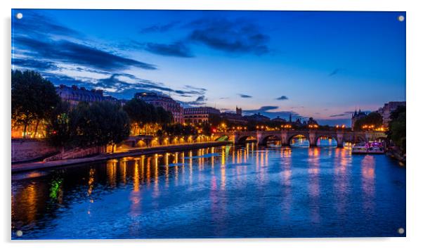 River Seine Sunrise, Paris, France Acrylic by Mark Llewellyn