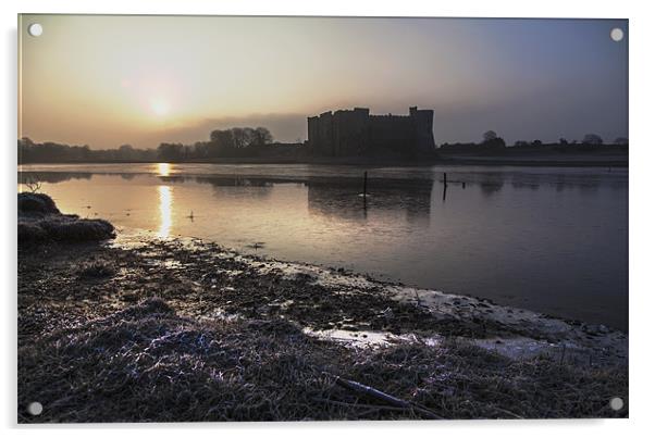 Carew Castle and lake Acrylic by Simon West