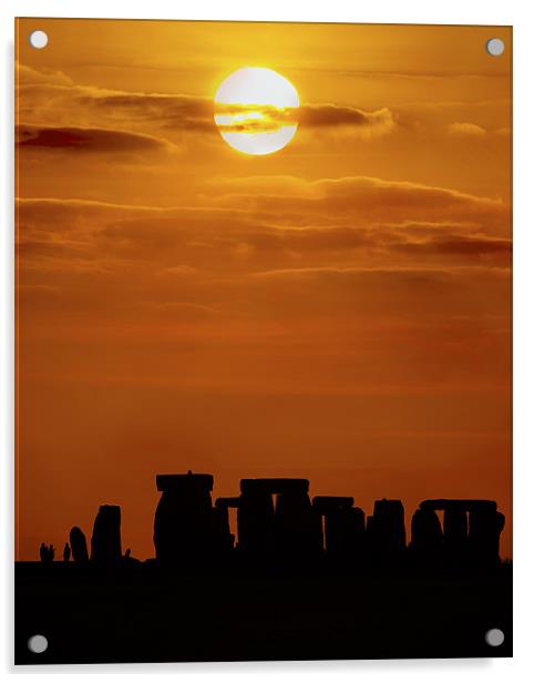 Stonehenge Sunset Solstice Acrylic by Simon West