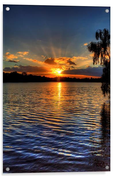 October lake sunset Acrylic by Simon West