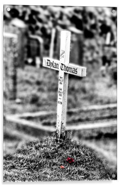 Dylan Thomas Grave Cross Acrylic by Simon West