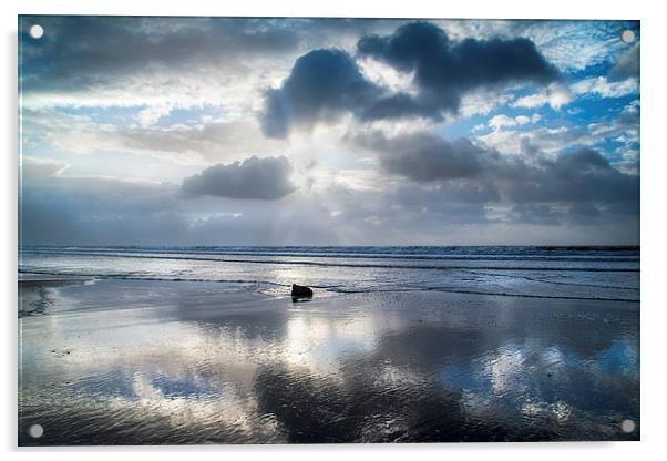 Amroth beach sunrise 3 Acrylic by Simon West