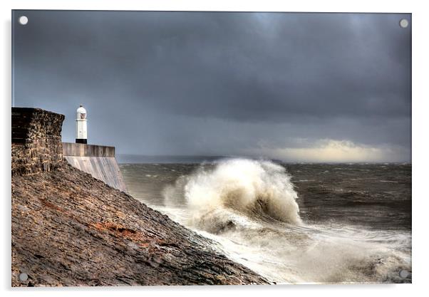 Porthcawl Point Storm Acrylic by Simon West
