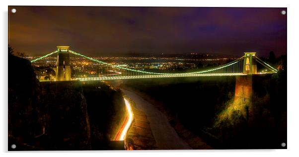 Clifton Suspension Bridge At Night Acrylic by Simon West