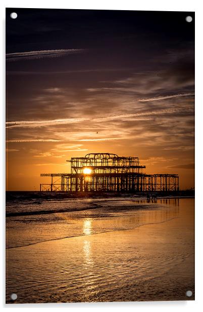  Brighton West Pier Sunset Acrylic by Simon West