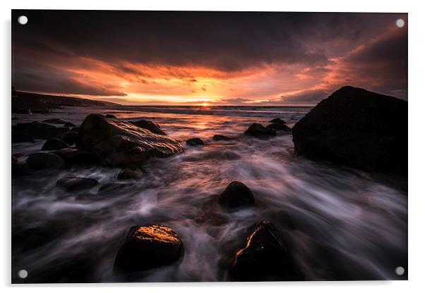  Amroth Beach October Sunrise Acrylic by Simon West