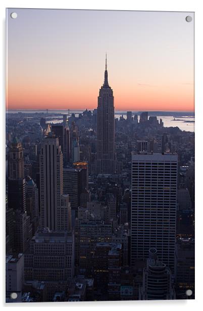 Empire State at dusk Acrylic by Adam Clarkson