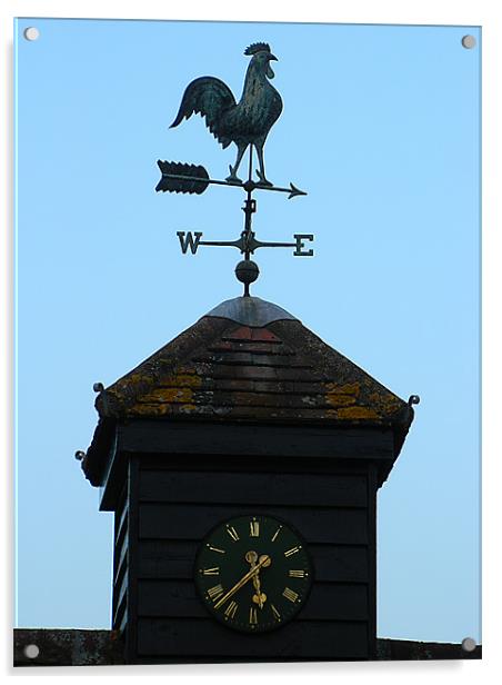 Weather Vane and Clock in Herts Acrylic by Sandra Beale