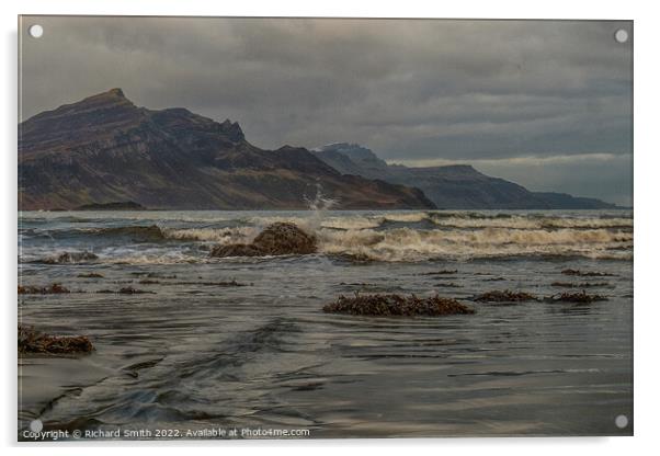 Ben Tianavaig and The Storr from Braes beach Acrylic by Richard Smith