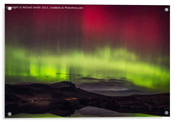 Aurora Borealis over The Storr on the Isle of Skye #2 Acrylic by Richard Smith