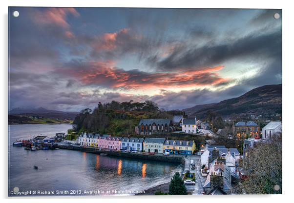 Sunset colour over Portree Acrylic by Richard Smith