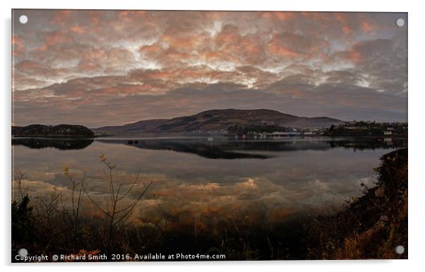 Evening reflections upon Loch Portree  Acrylic by Richard Smith